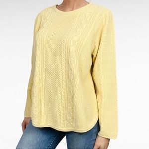 VINTAGE | Jeanne Pierre Sunny Mellow Yellow Cable Knit Relaxed Pullover Sweater